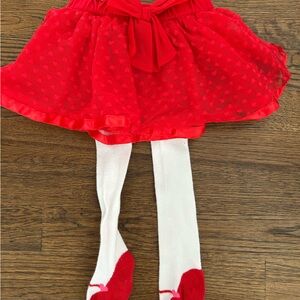 Red Baby Skirt with White Tights